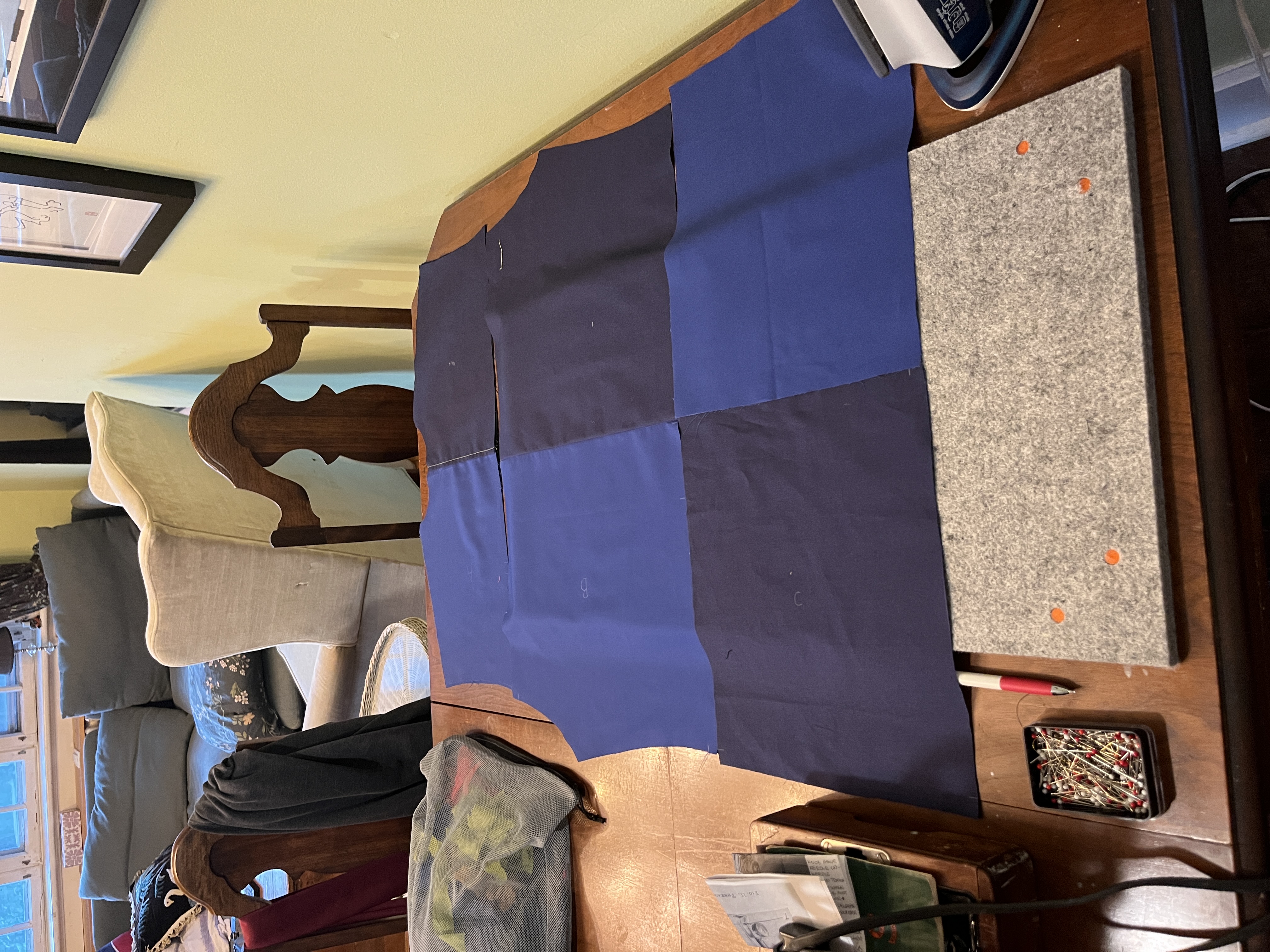 Back pieces laid out and sewn