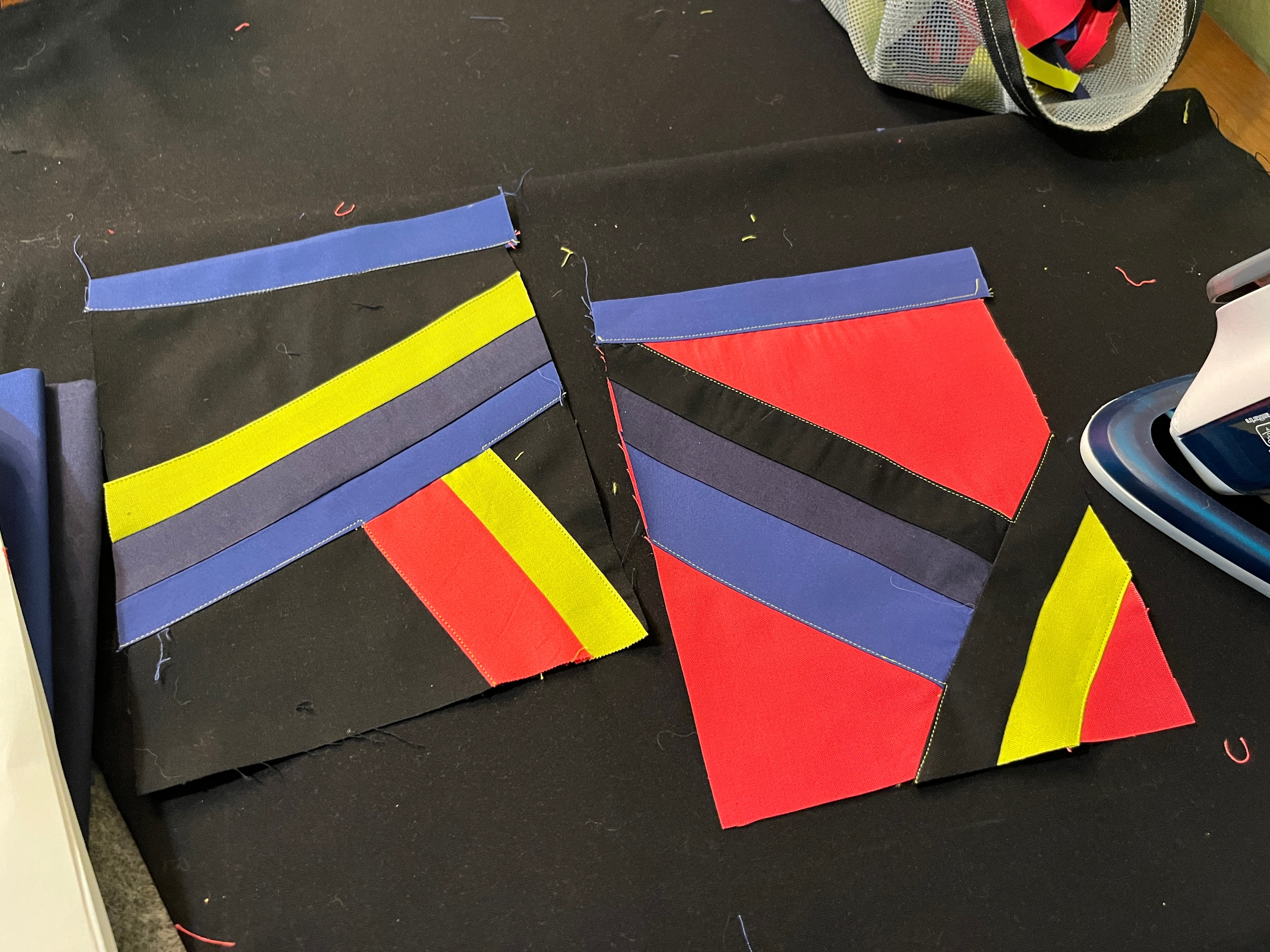 Upper pockets pieced together